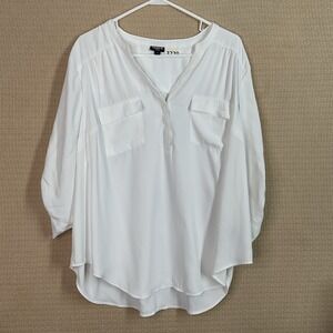 Torrid Harper Collared 3/4 Sleeve Blouse Size 2X Cream Ivory Popover Office NWOT